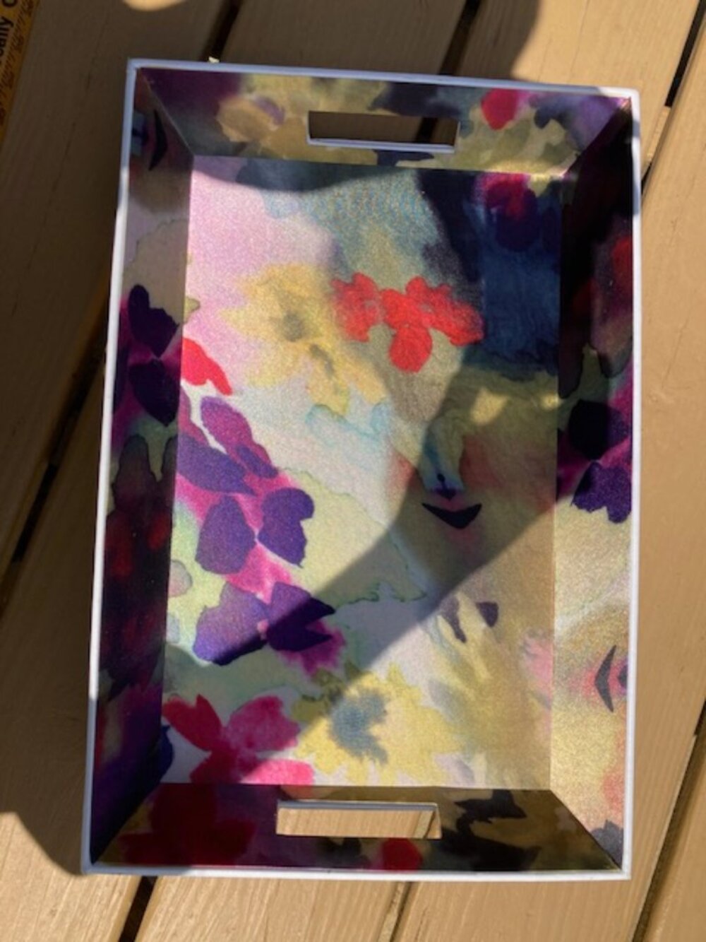 DECORATIVE WATERCOLOR FLORAL TRAY 18*12*2.5 IN